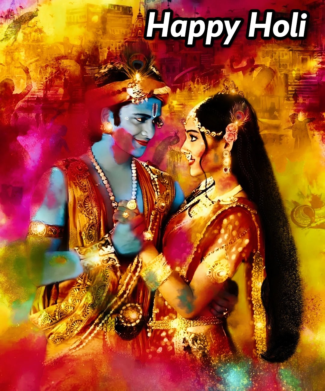 Romantic Radha Krishna Happy Holi