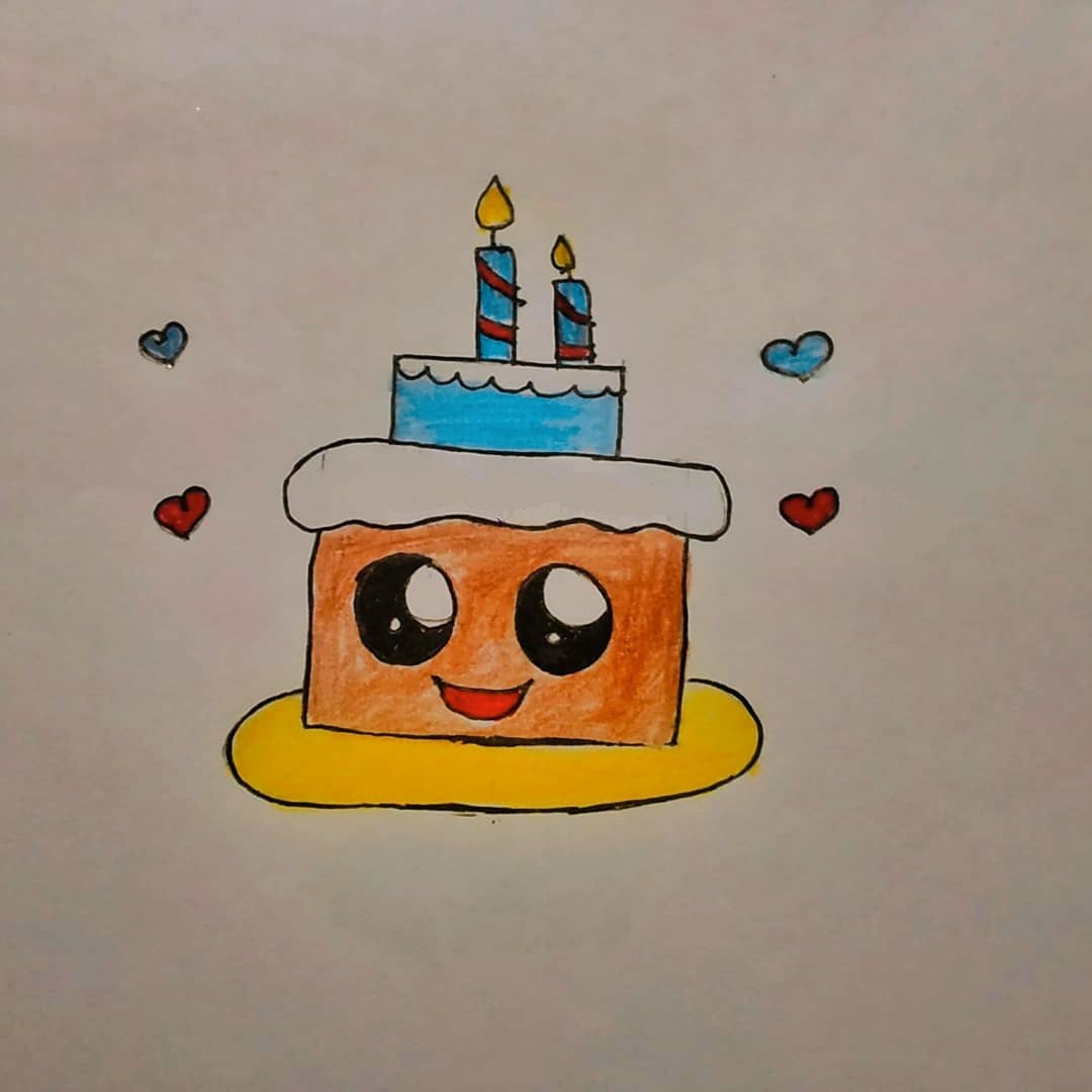 Cute Birthday Cake Drawing