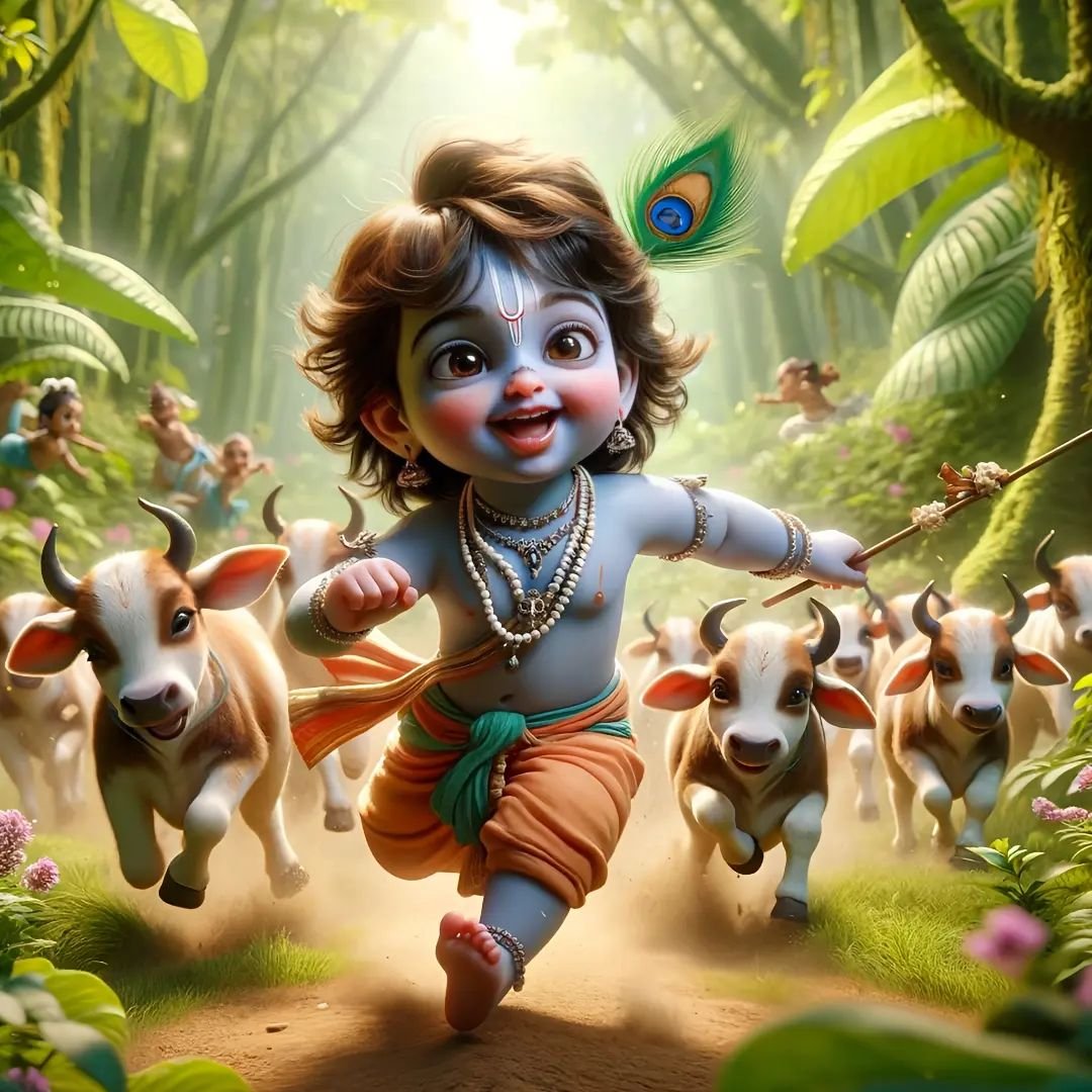 Little Krishna With Cow Whatsapp DP