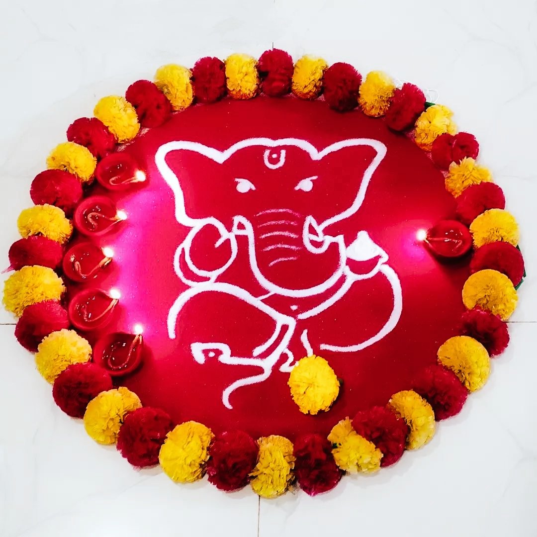 Easy Rangoli Designs For Ganesh Chaturthi