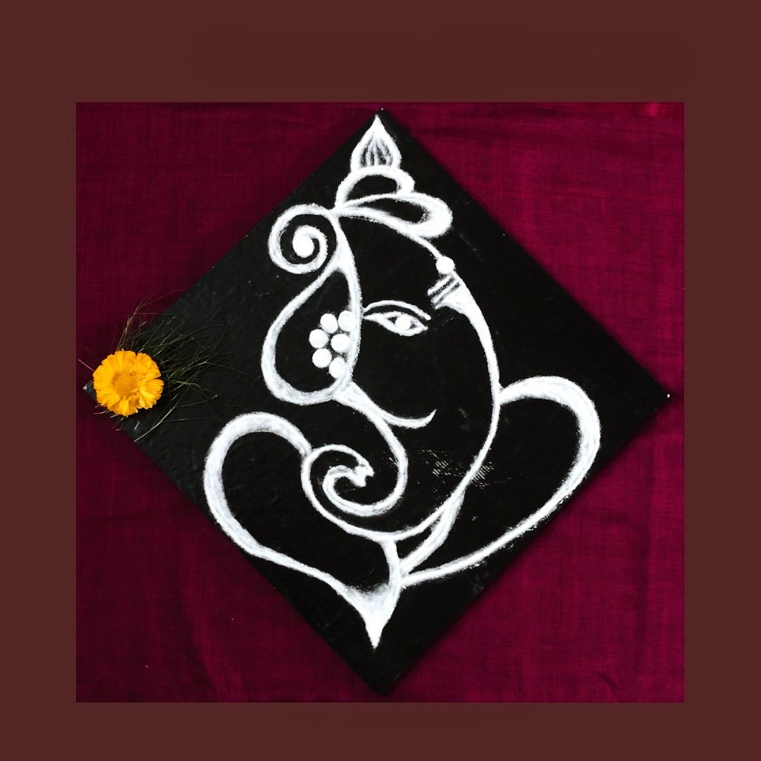 Simple And Easy Rangoli Design For Ganesh Chaturthi